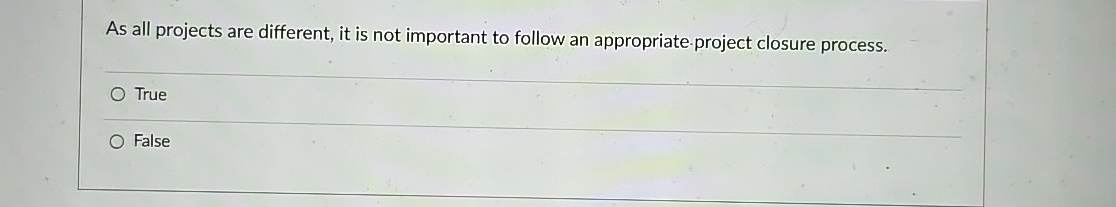  As all projects are different, it is not important to follow