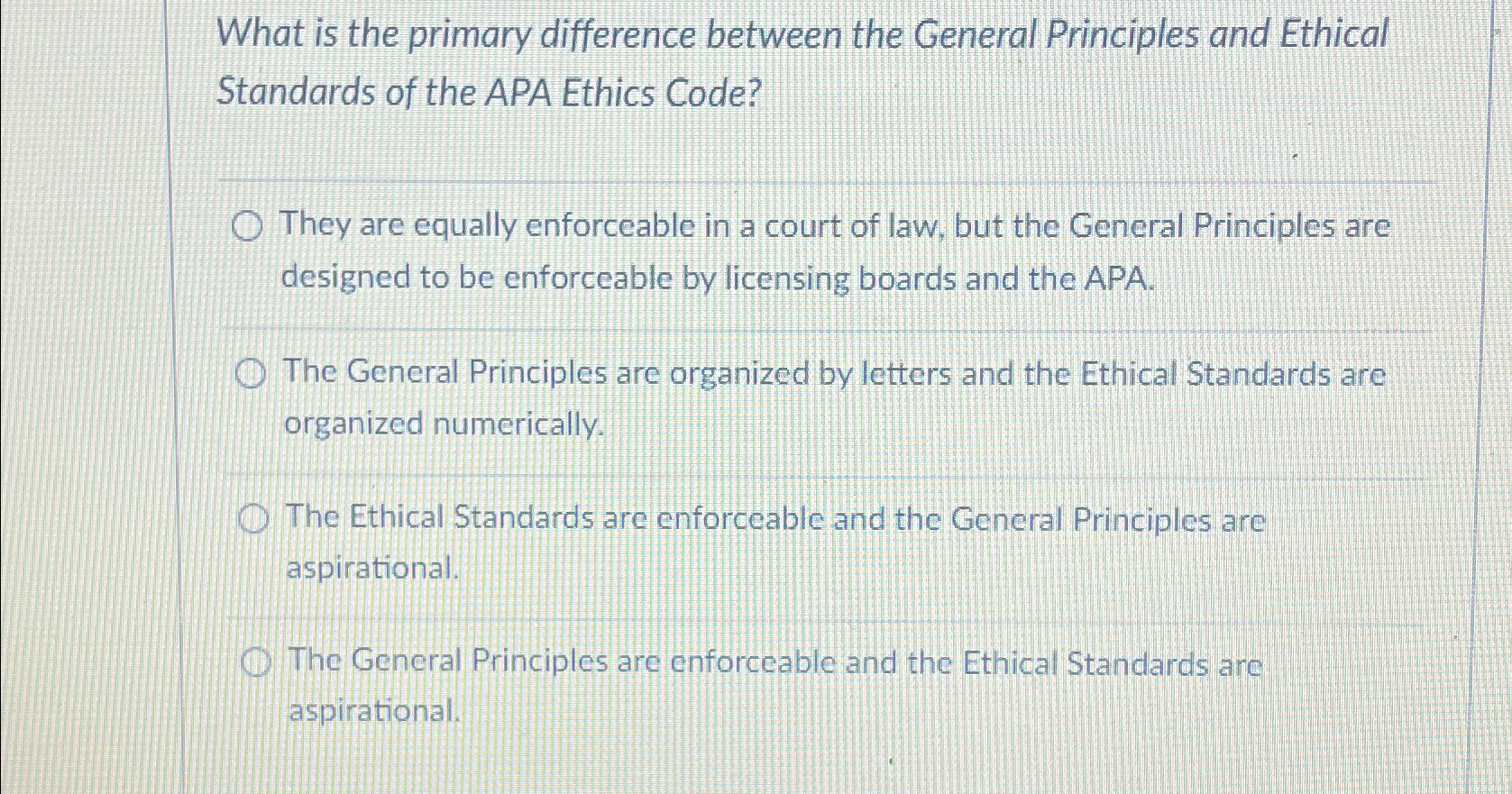  What is the primary difference between the General Principles and Ethical