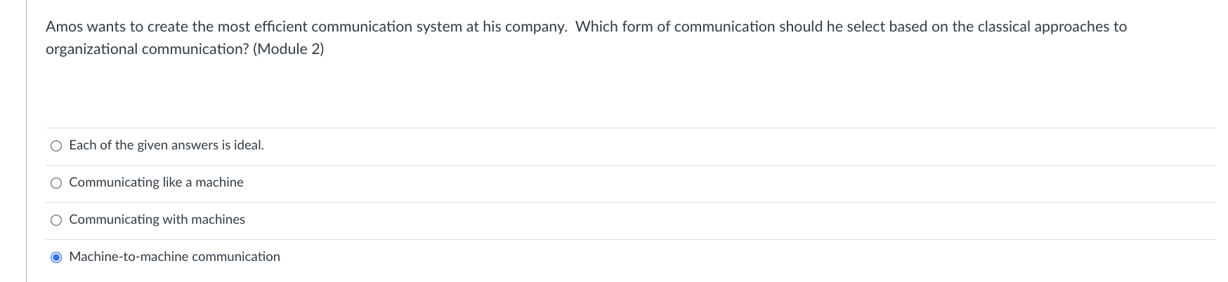  Amos wants to create the most efficient communication system at his
