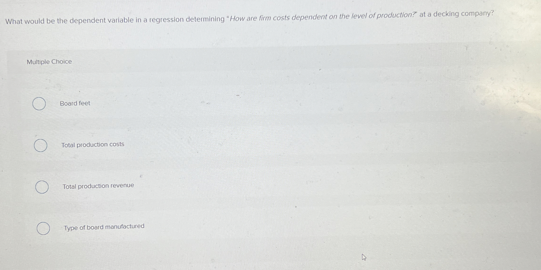 What would be the dependent variable in a regression determining "How