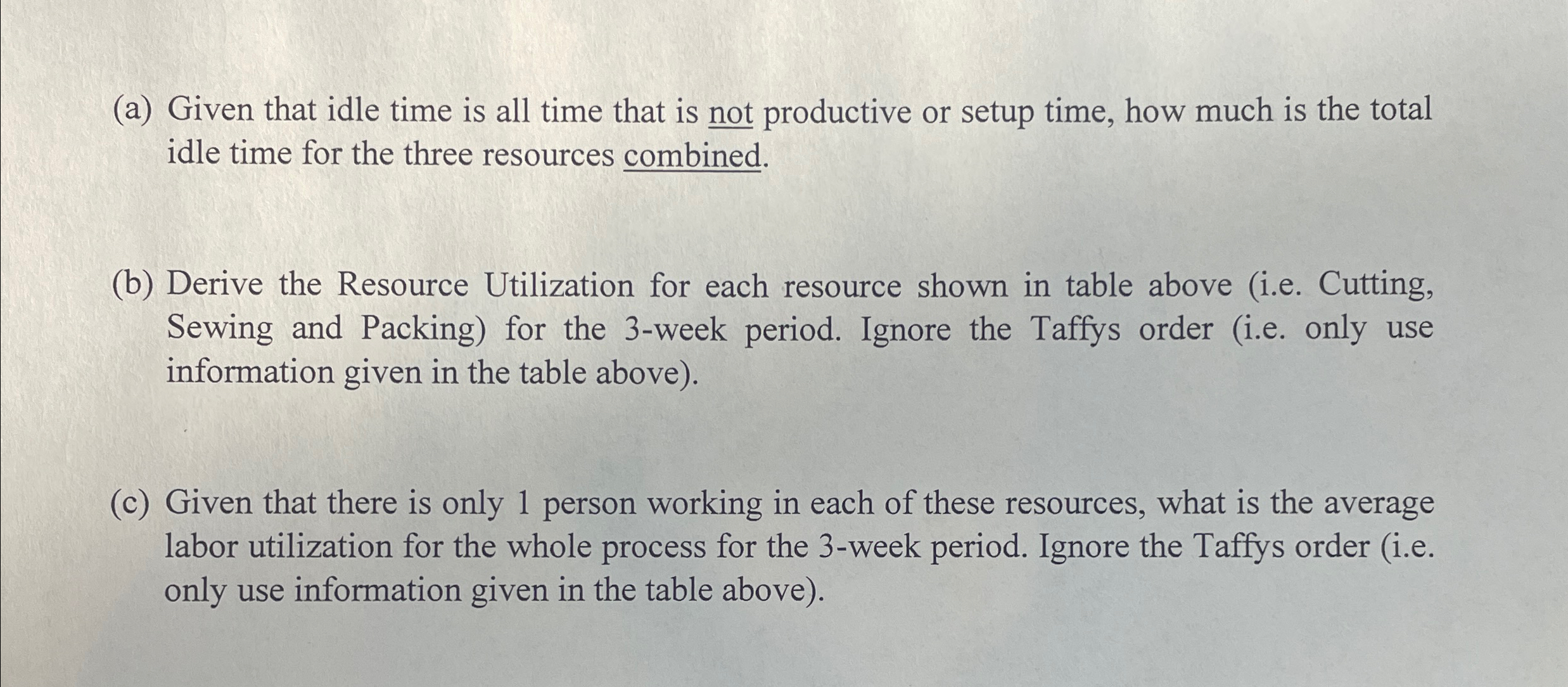  (a) Given that idle time is all time that is not