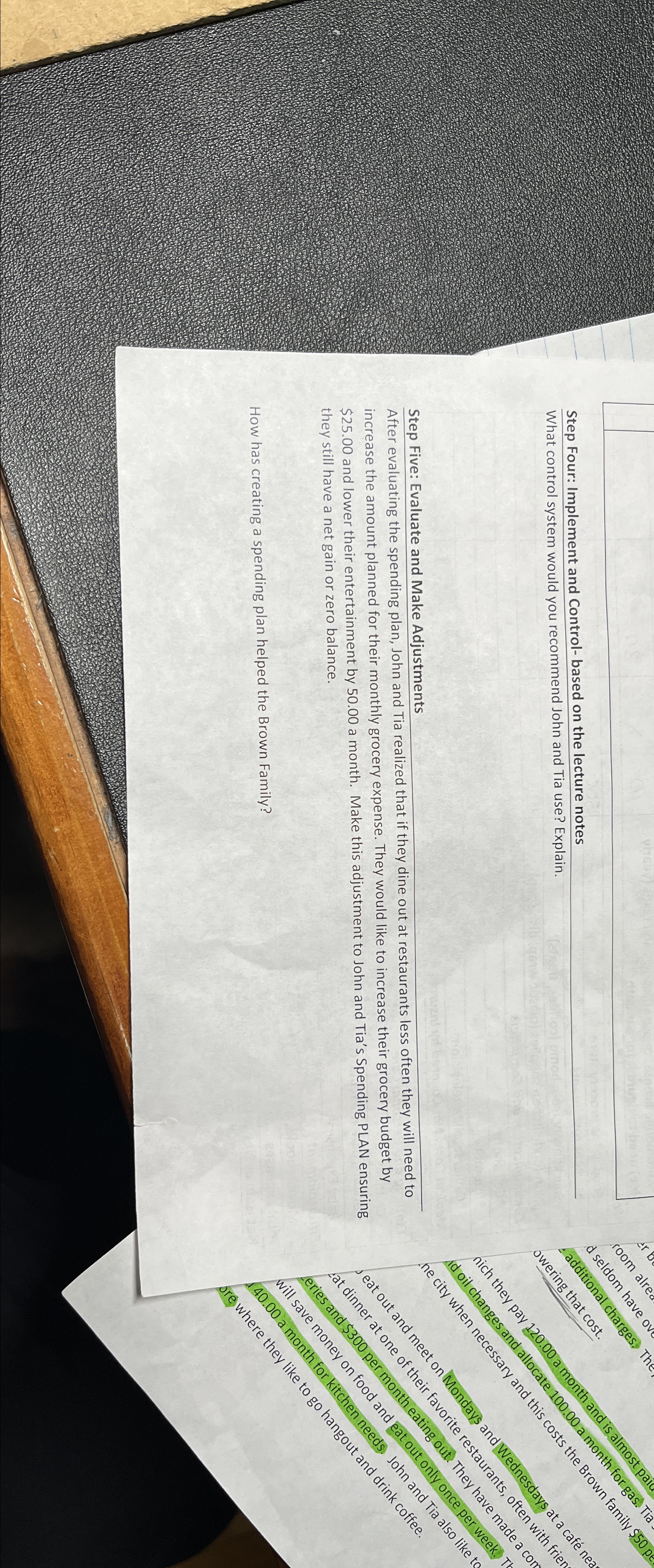  Step Four: Implement and Control- based on the lecture notes What