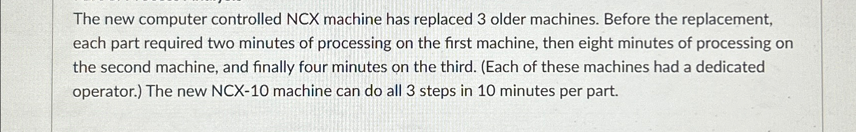  The bottleneck in the initial configuration was: the second machine the