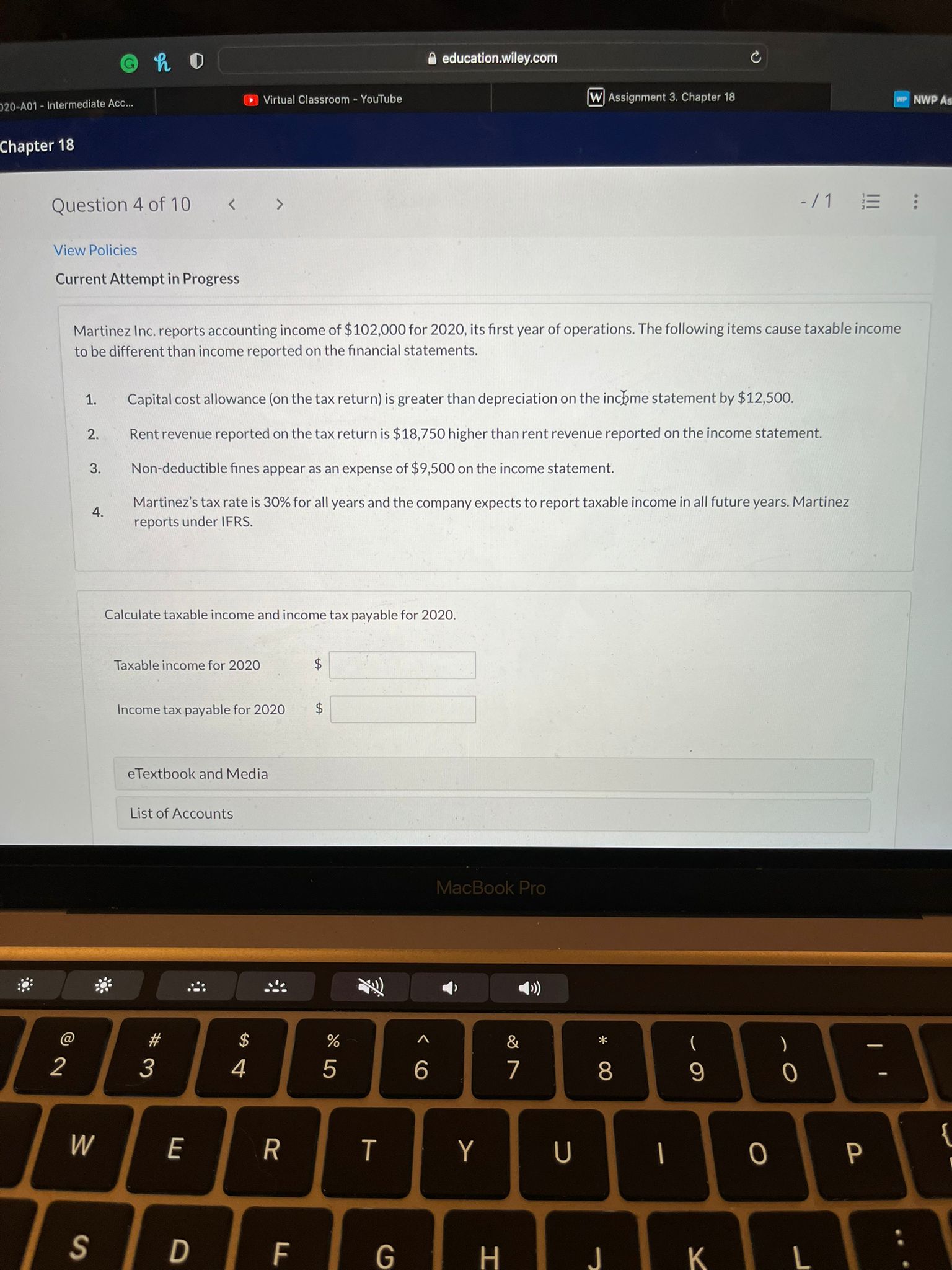 B educationmileycom Question4of10 -/1 E View Policies Current Attempt in Progress