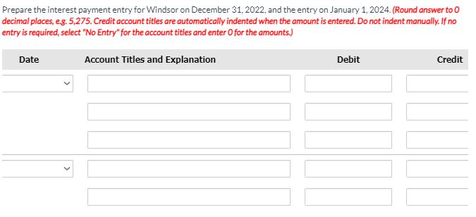 and the entry on January 1, 2024. (Round answer to O decimal