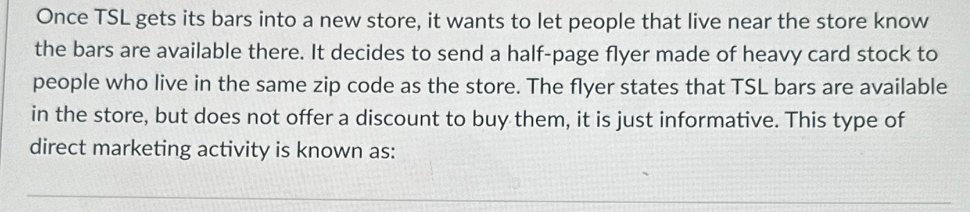  Once TSL gets its bars into a new store, it wants