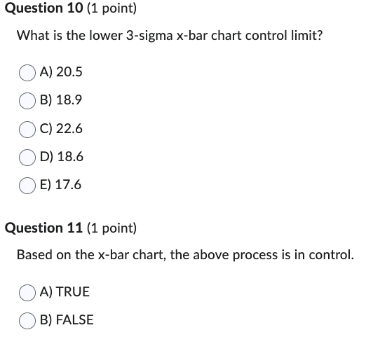  Question 10(1 point) What is the lower 3-sigma x-bar chart control
