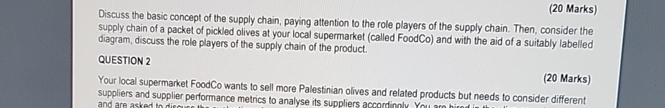 (20 Marks) Discuss the basic concept of the supply chain, paying