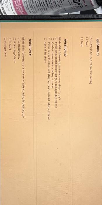  QUESTION 19 The 3L5Y can be used for problem solving True.