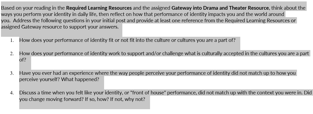  Based on your reading in the Required Learning Resources and the