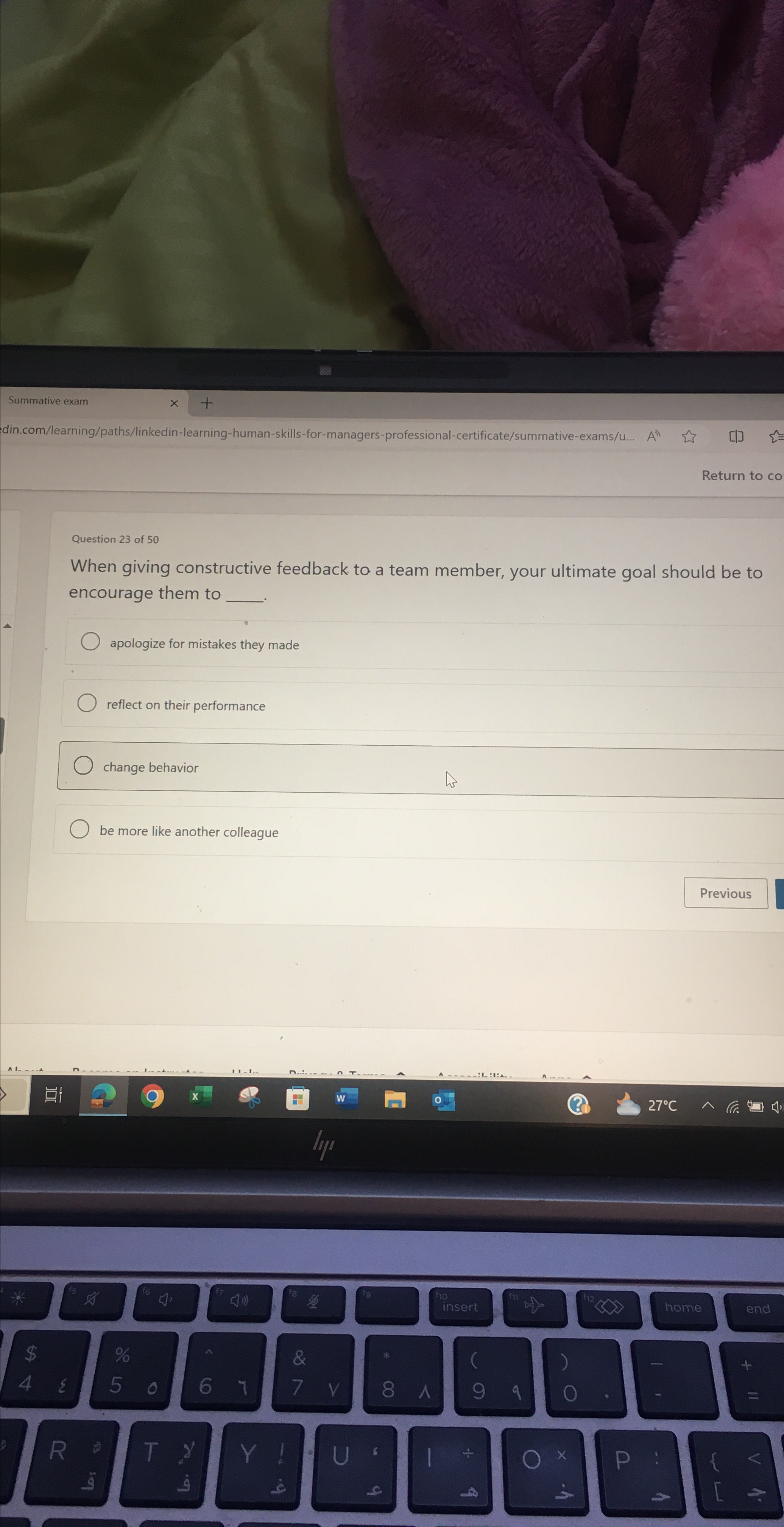 Question 23 of 50 When giving constructive feedback to a team