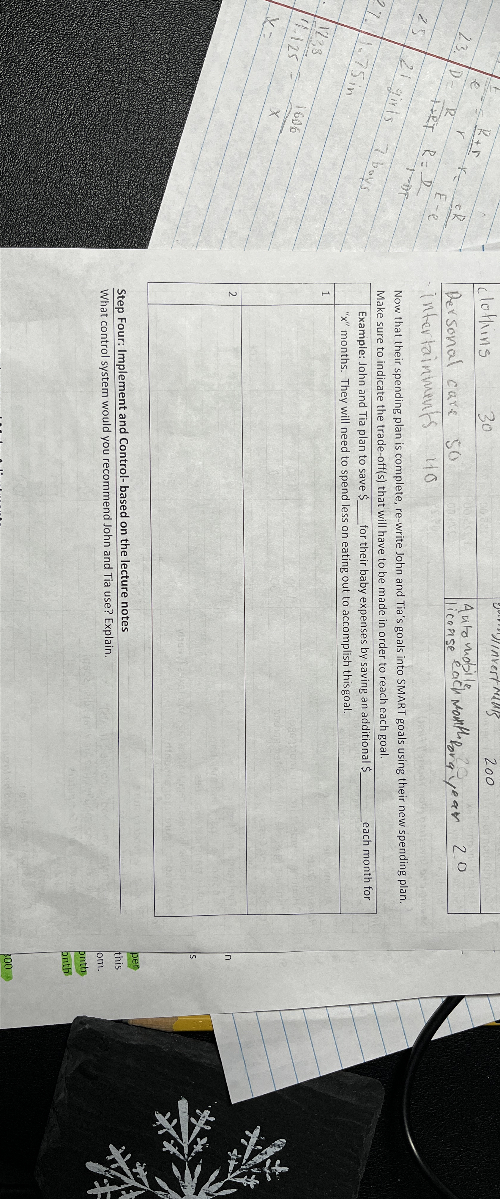  Step Four: Implement and Control- based on the lecture notes What