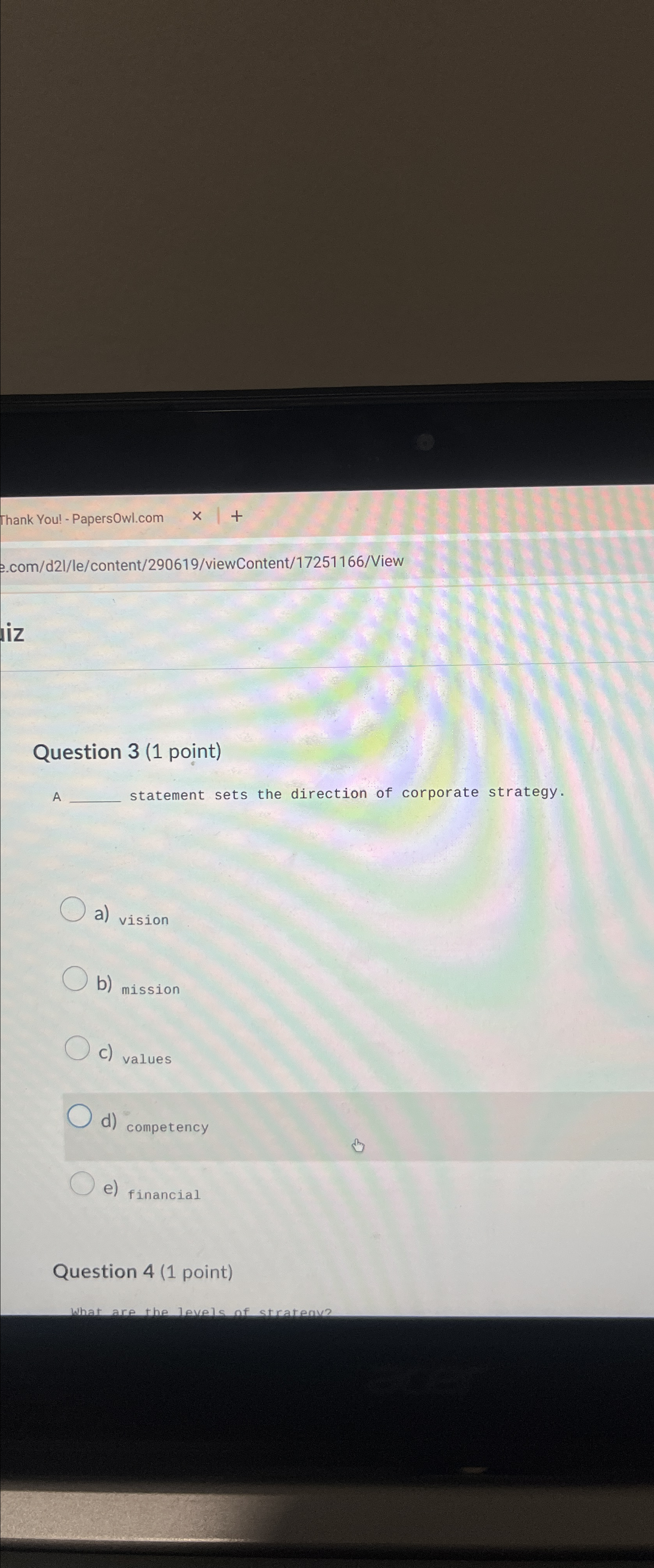  Thank You! - PapersOwl.com e.com/d21/le/content/290619/viewContent/17251166/View Question 3(1 point) A statement sets