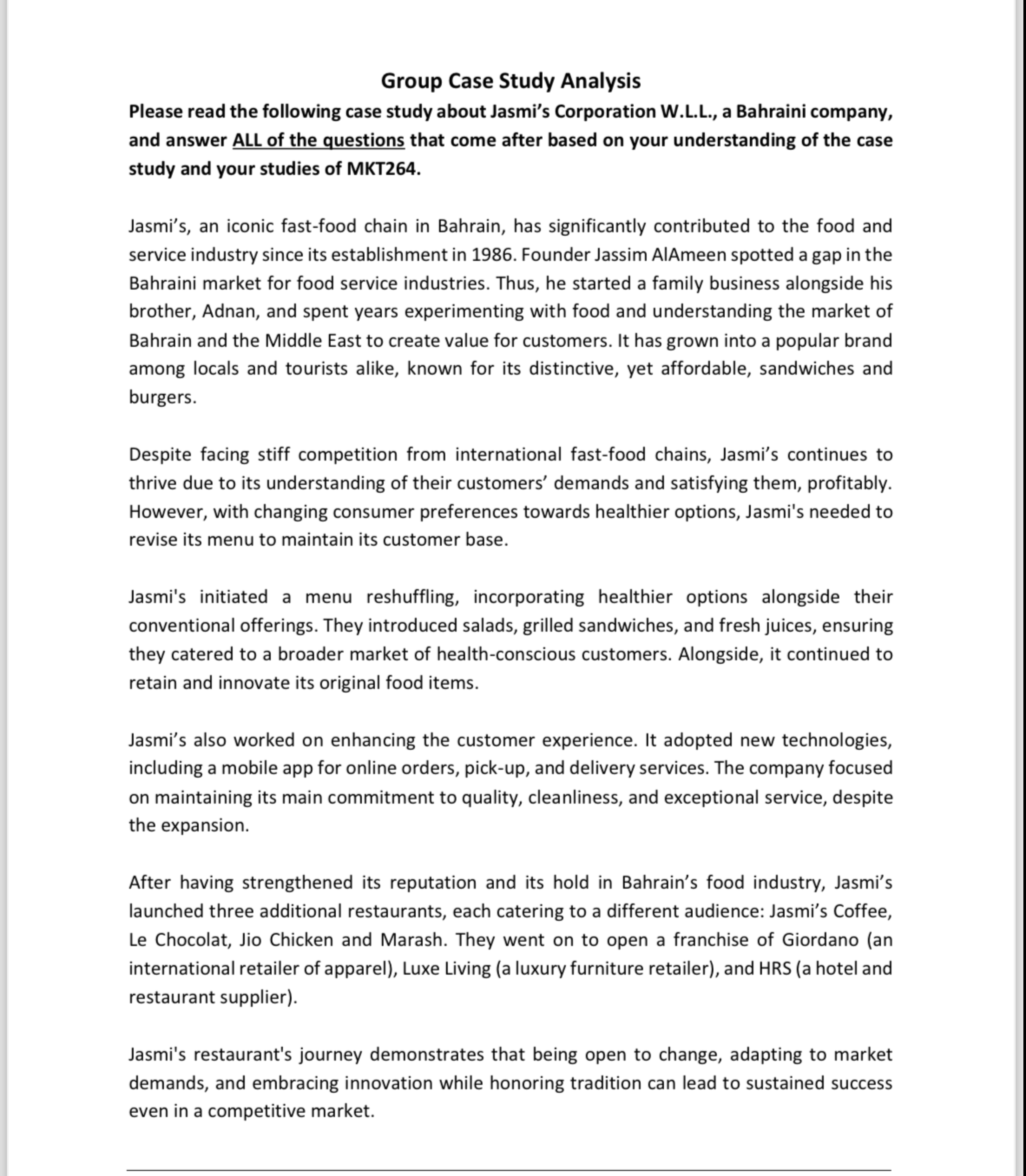  Group Case Study Analysis Please read the following case study about