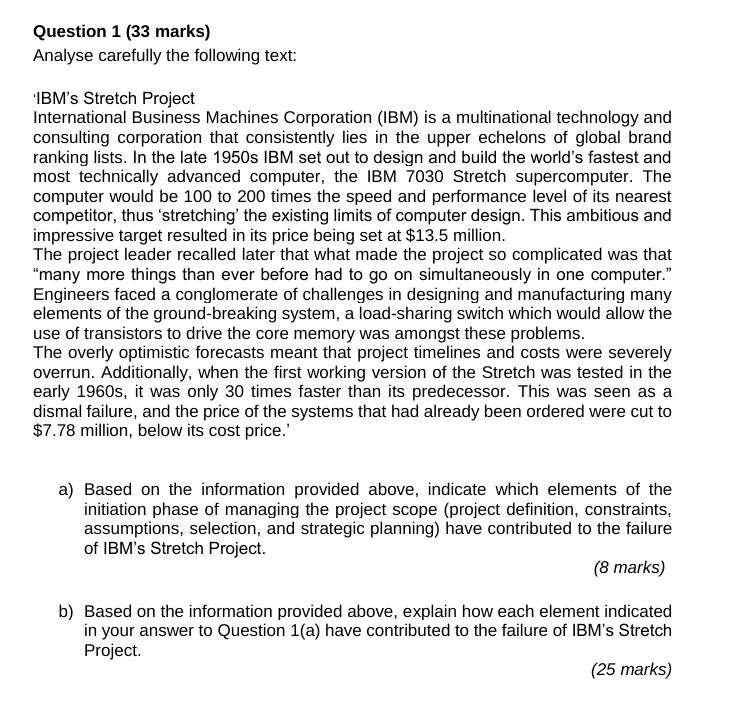  a) Based on the information provided above, indicate which elements of