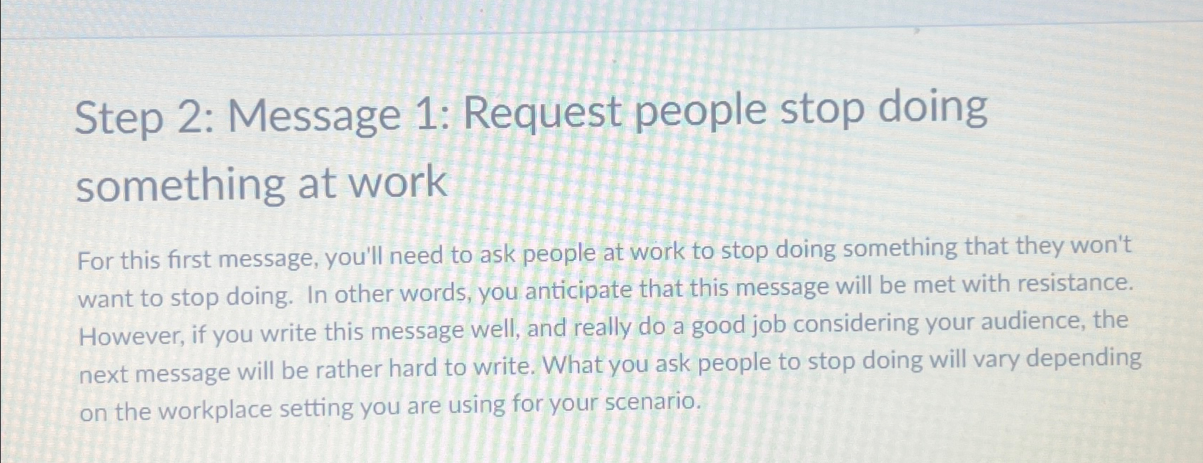  Working as a head nurse Step 2: Message 1: Request people