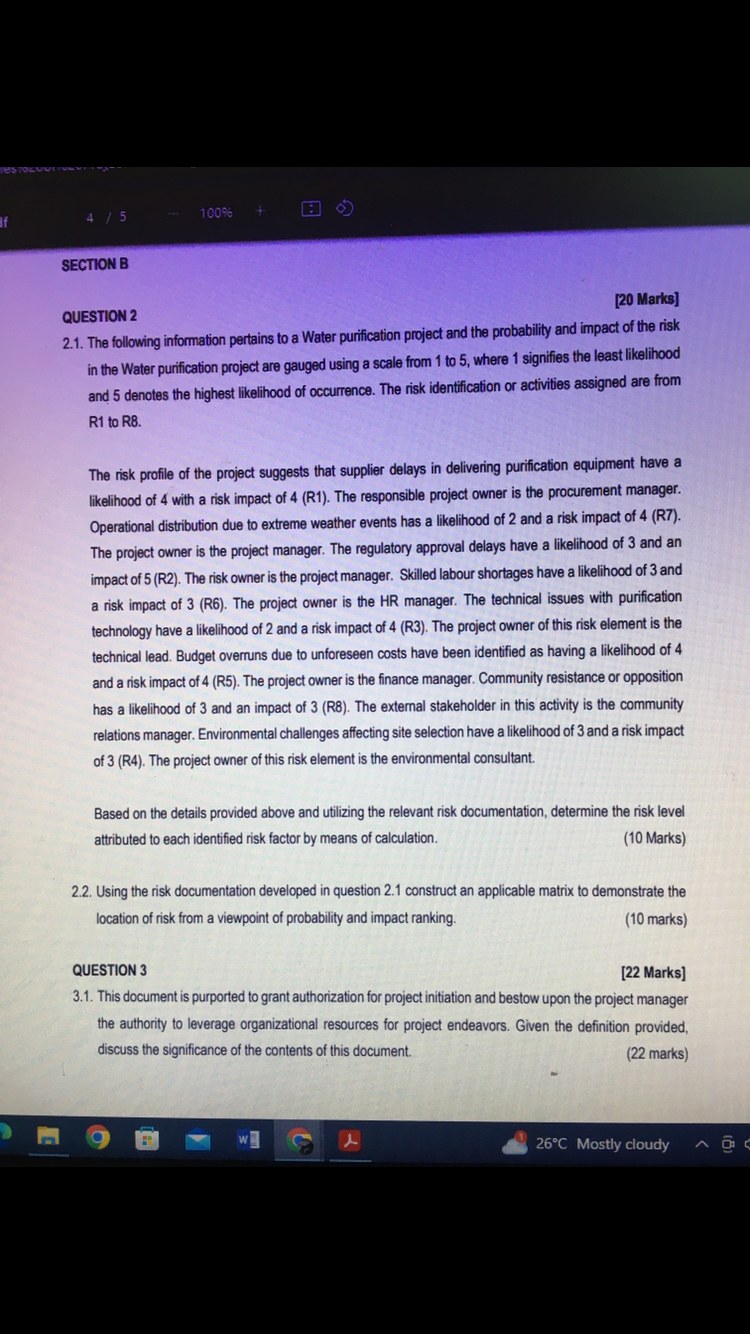  SECTION B QUESTION 2 2.1. The following information pertains to a