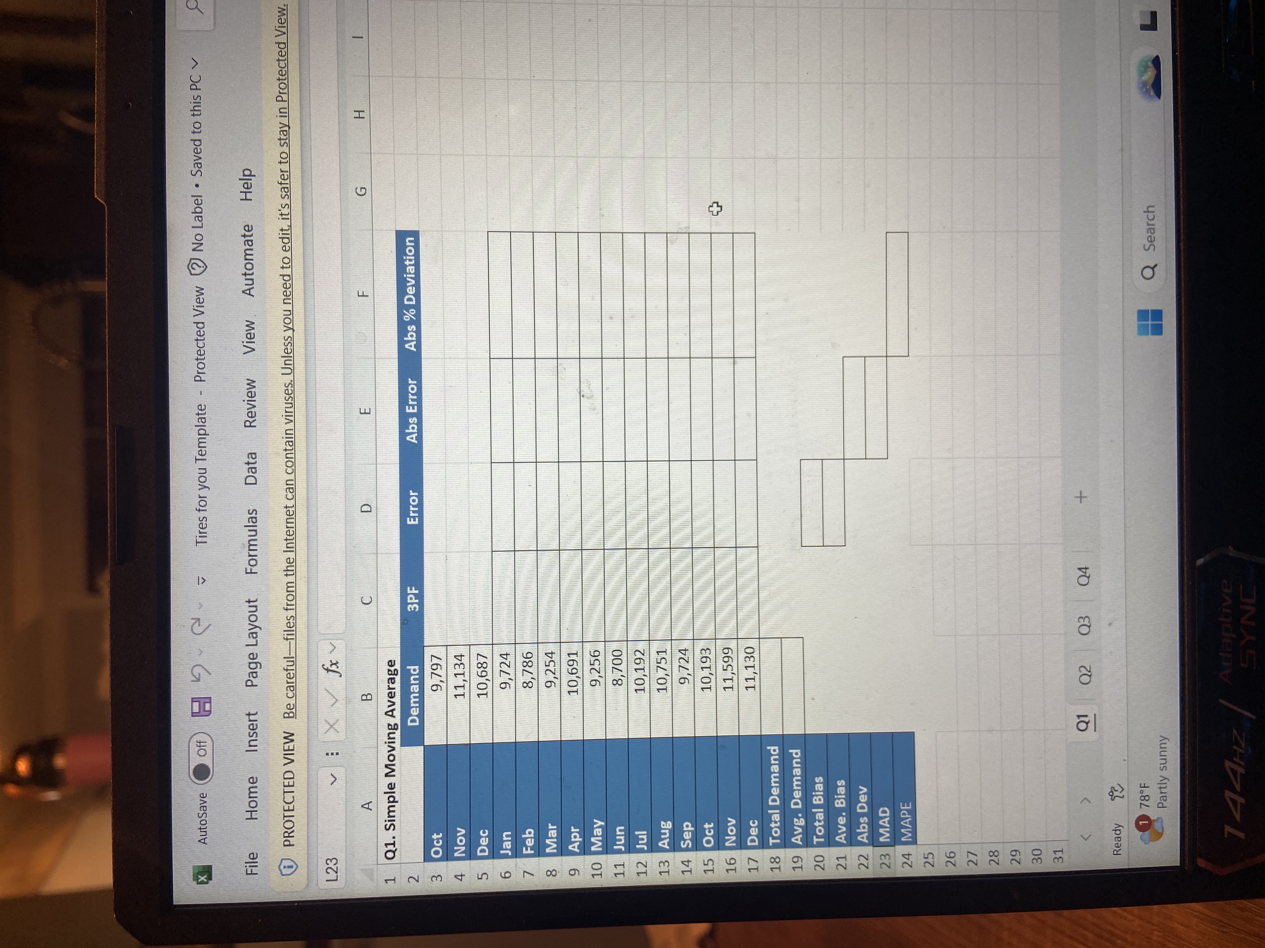  please help it is really confusing 1. Calculate a forecast using