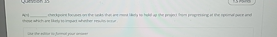  A(n) checkpoint focuses on the tasks that are most likely to