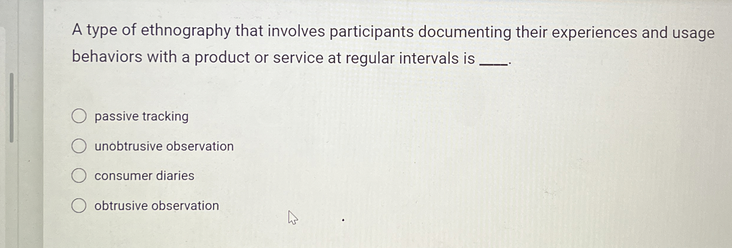  A type of ethnography that involves participants documenting their experiences and