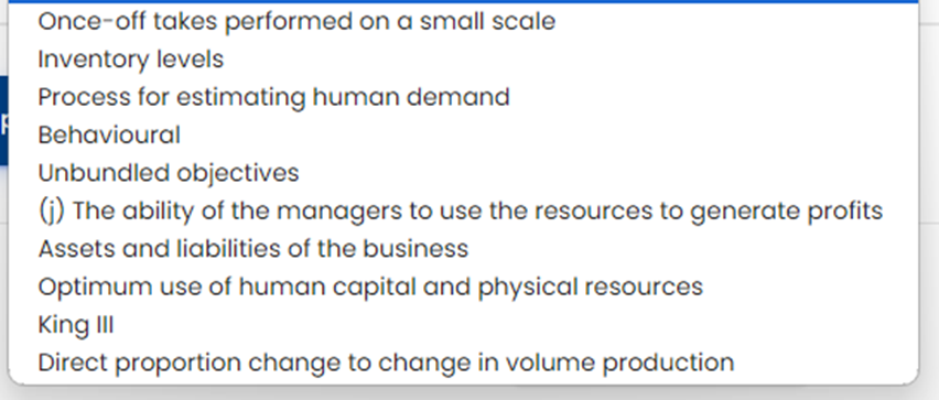 system Activity rations Market segmentation Logistics management Utilisation Revised Companies Act Variable