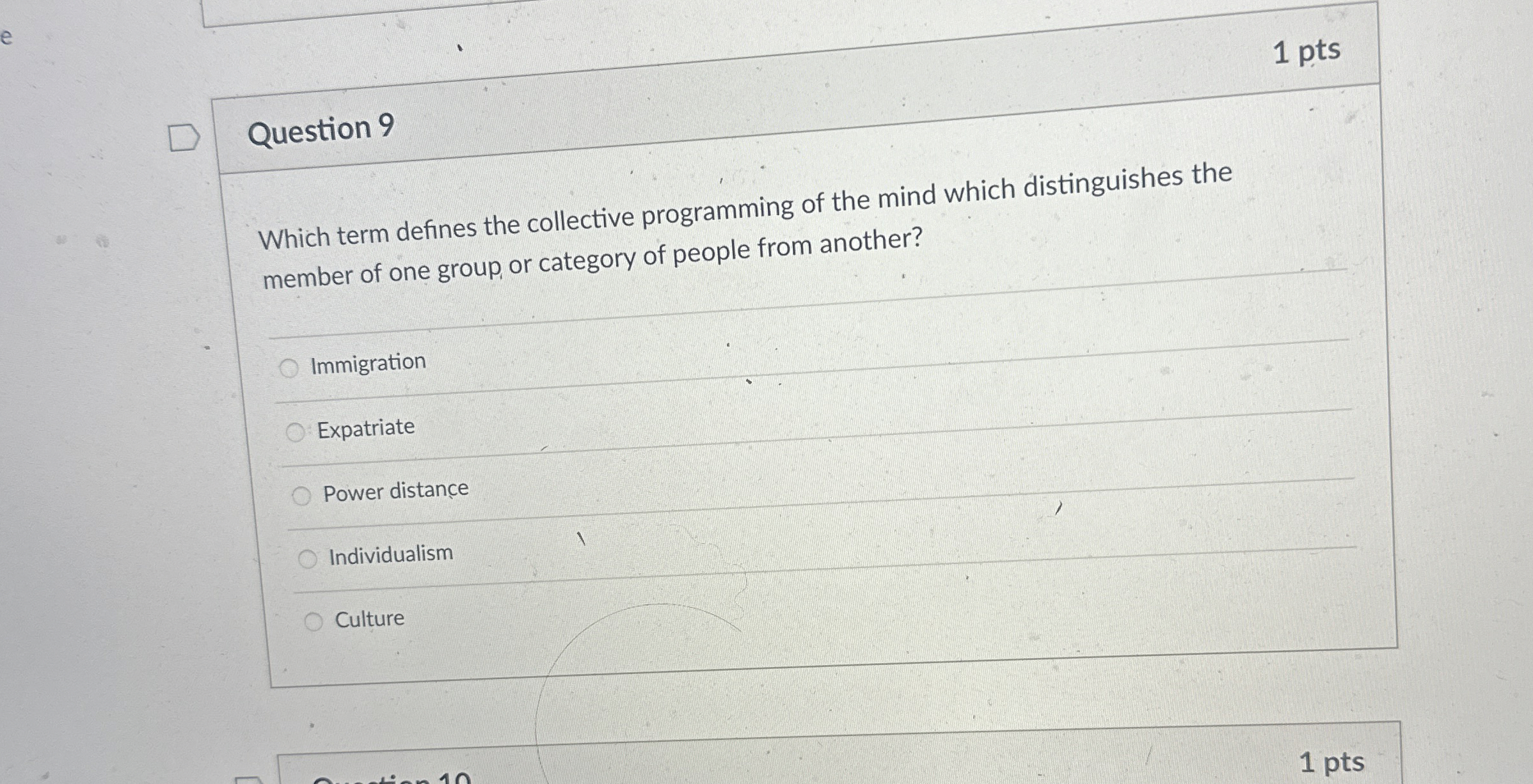  1 pts Question 9 Which term defines the collective programming of