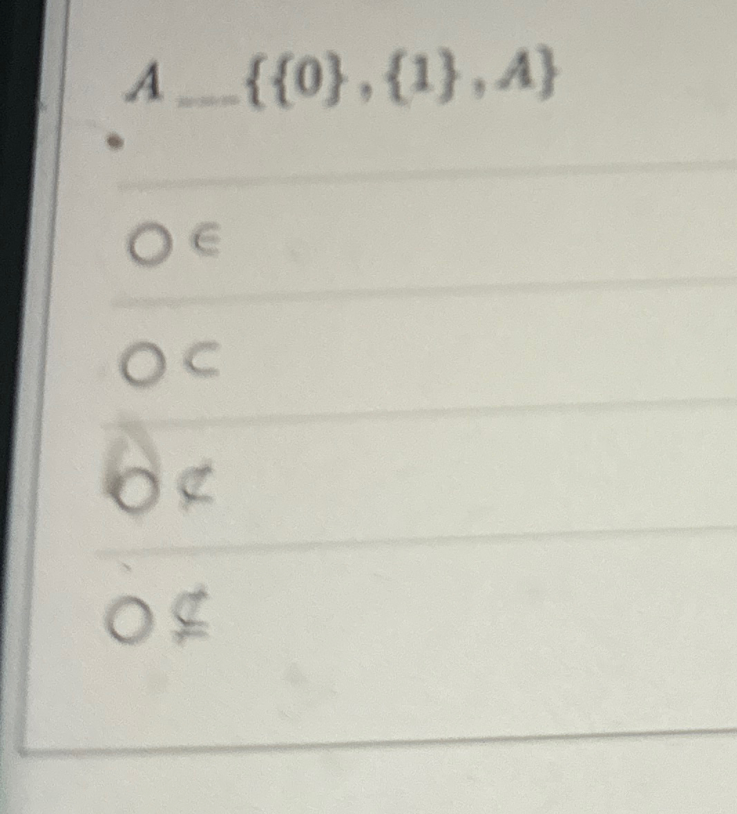  A{{0},{1},A} in C sub !in 