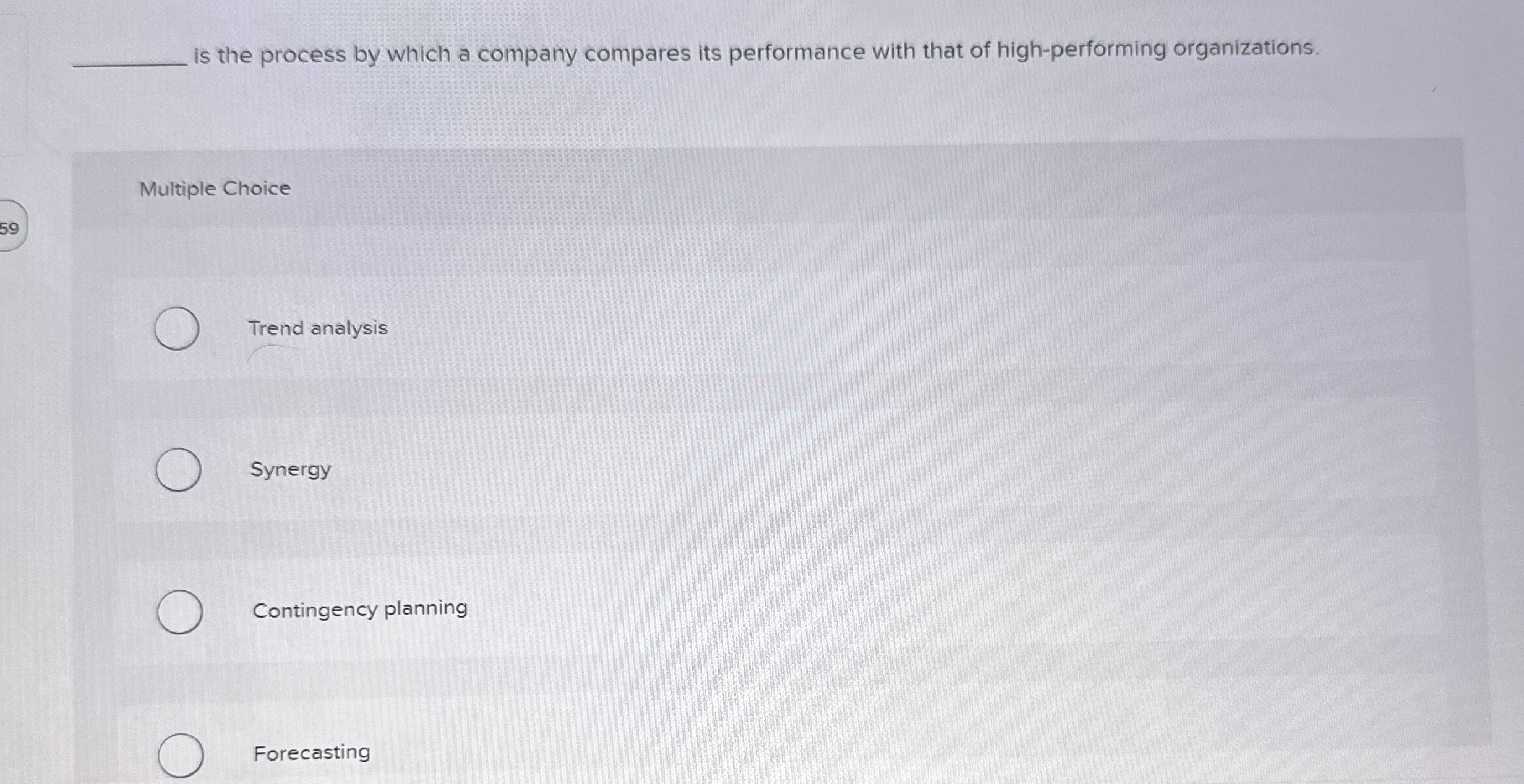  is the process by which a company compares its performance with