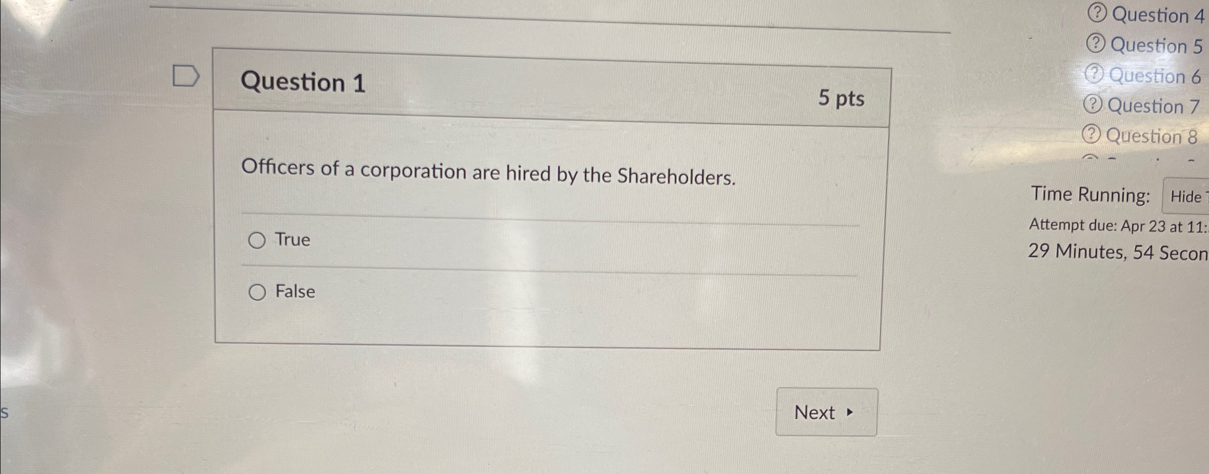  Question 1 5 pts (3) Question 6 (?) Question 7 (?)