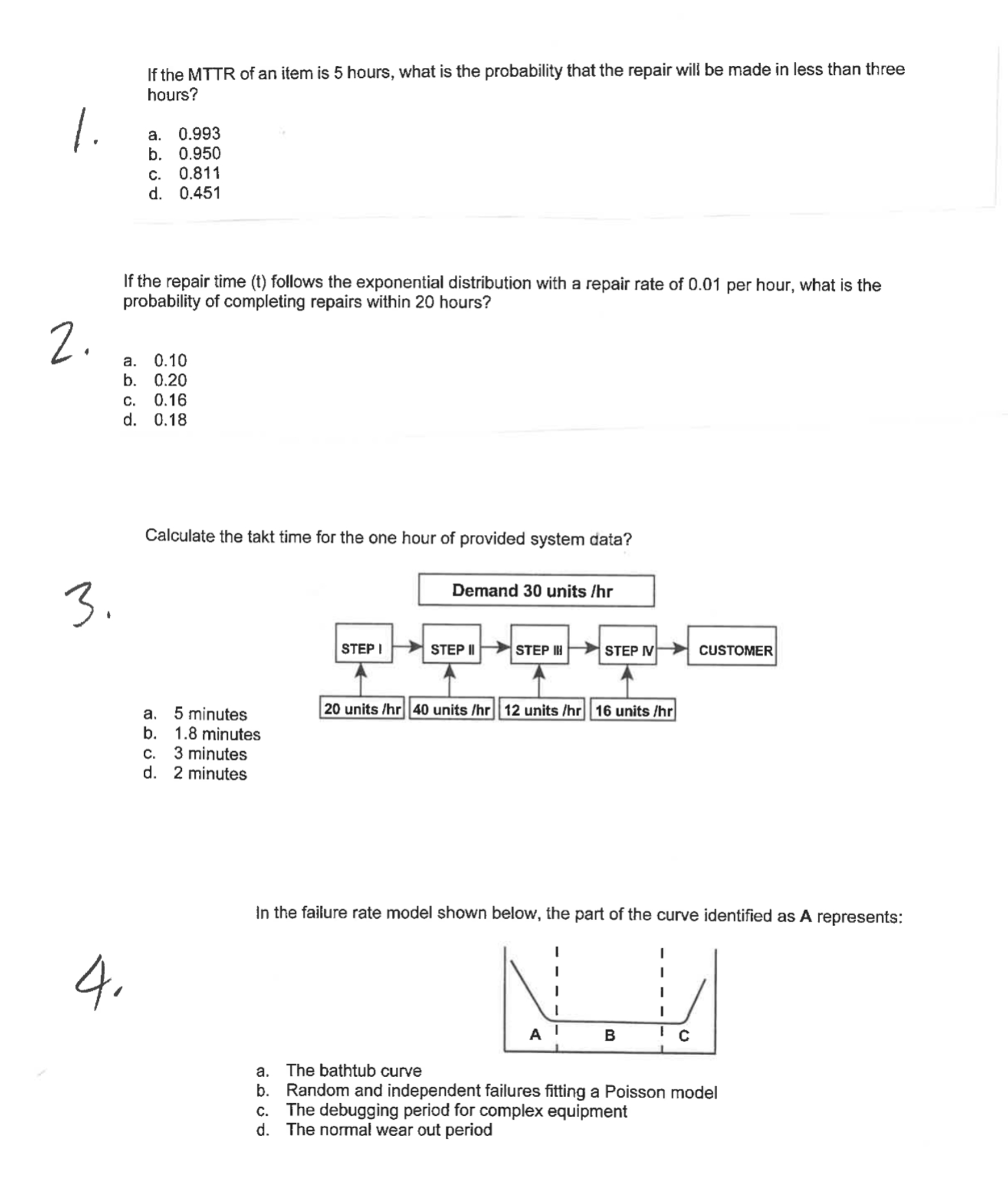  d.0.18 Calculate the takt time for the one hour of provided