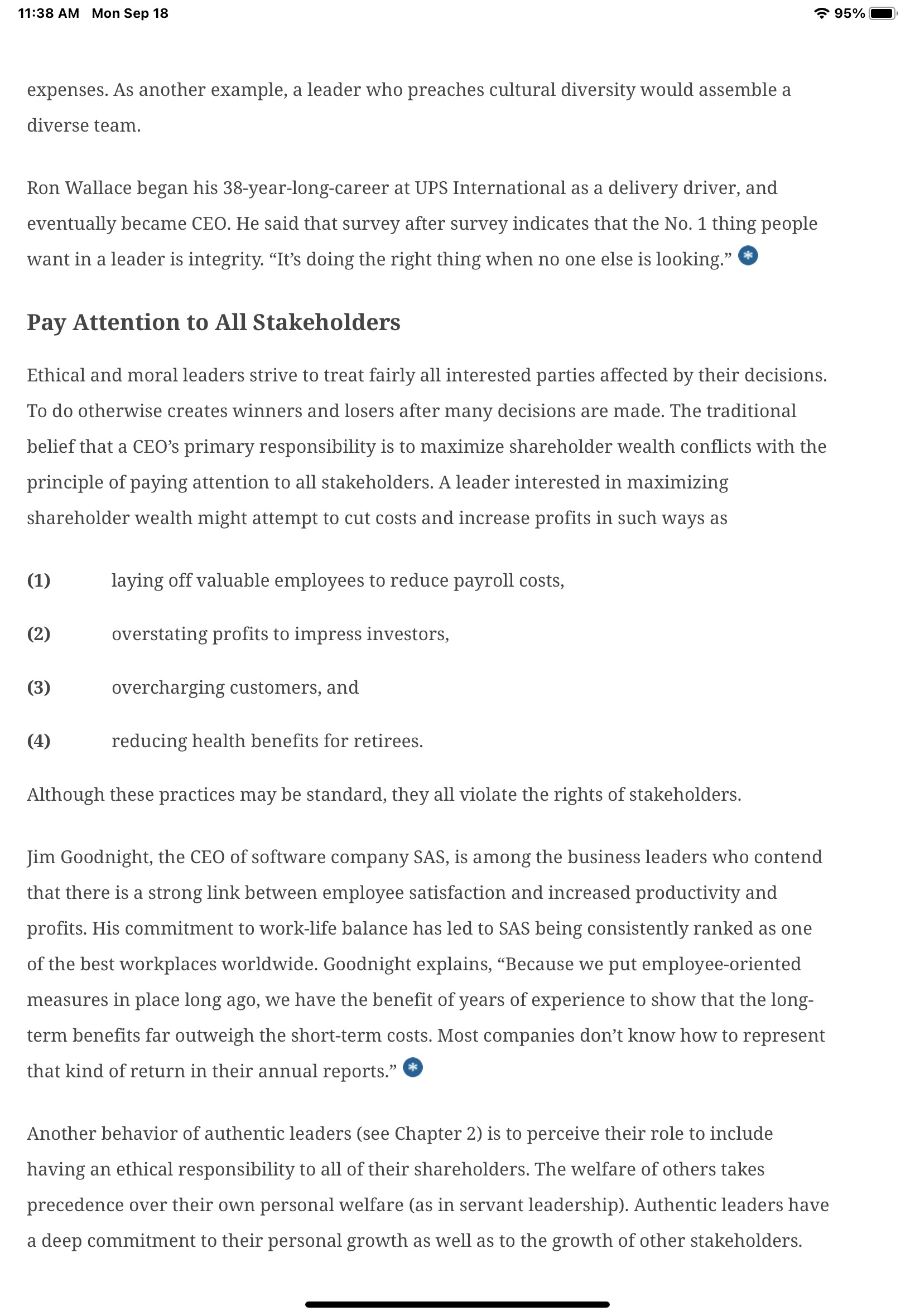 and have integrity in dealing with others. 2. Identify all stakeholders involved