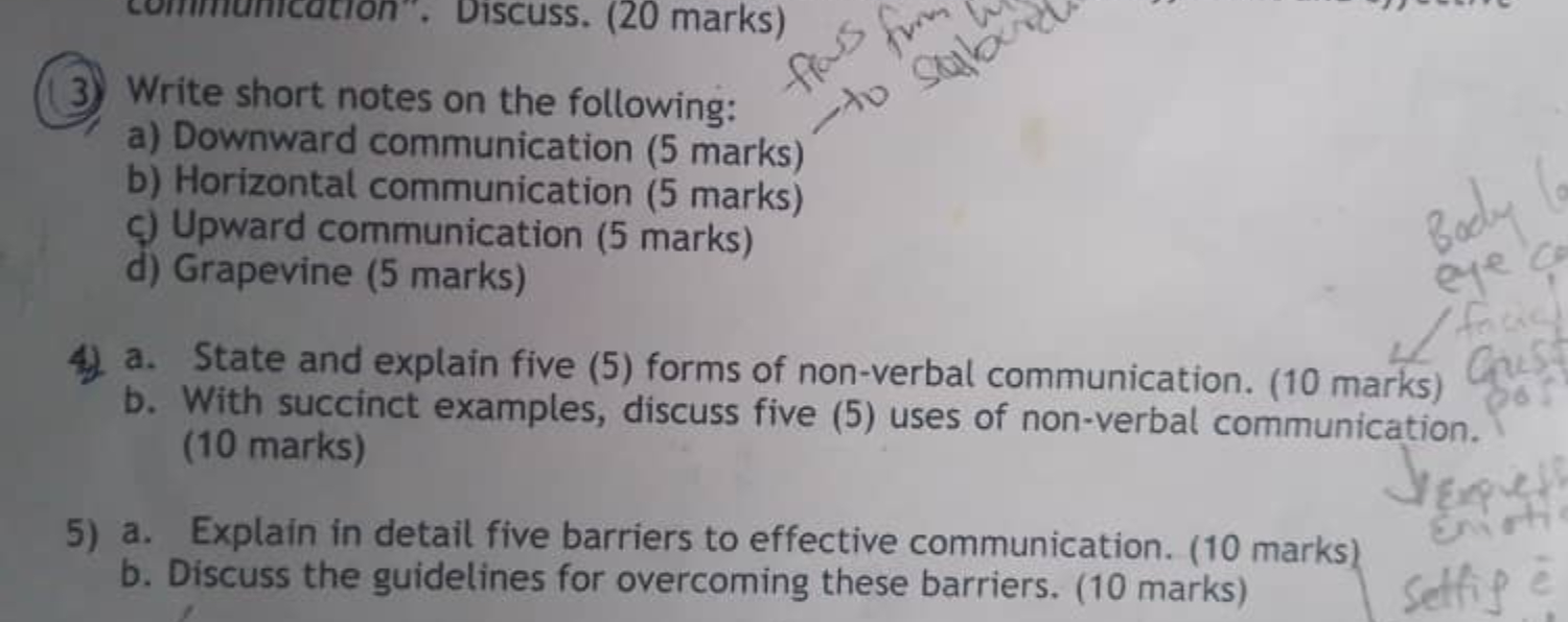  (3) Write short notes on the following: a) Downward communication (5