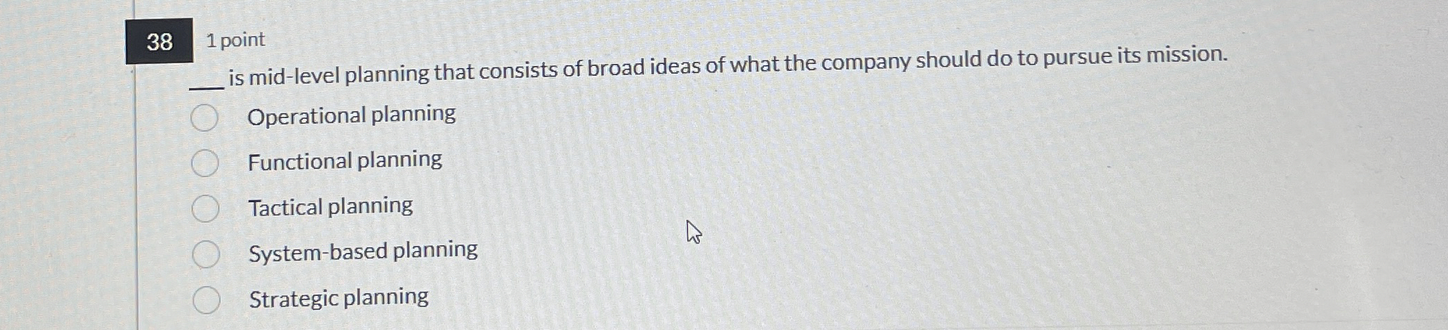  38,1 point q, is mid-level planning that consists of broad ideas