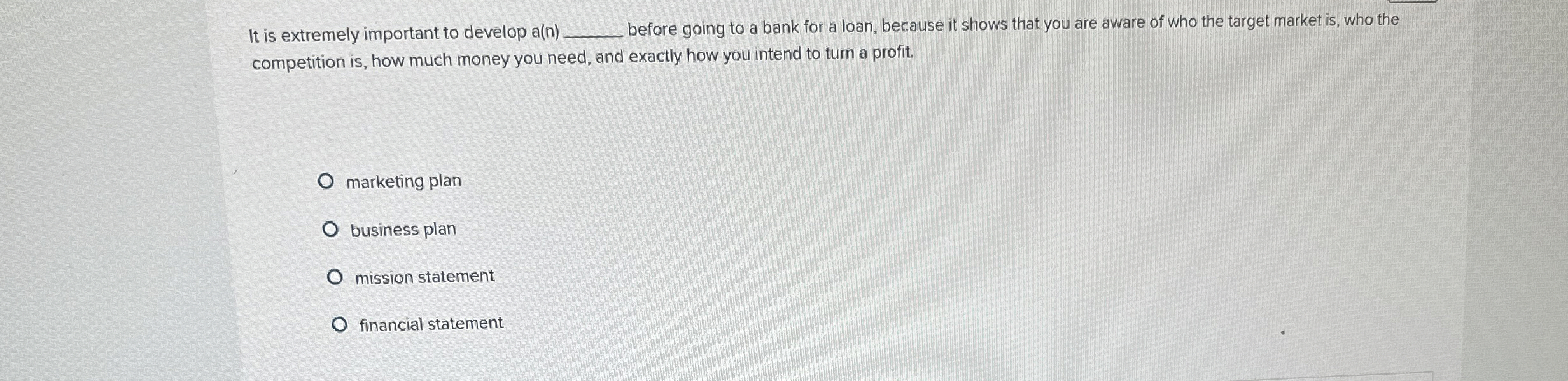  It is extremely important to develop a(n) jefore going to a