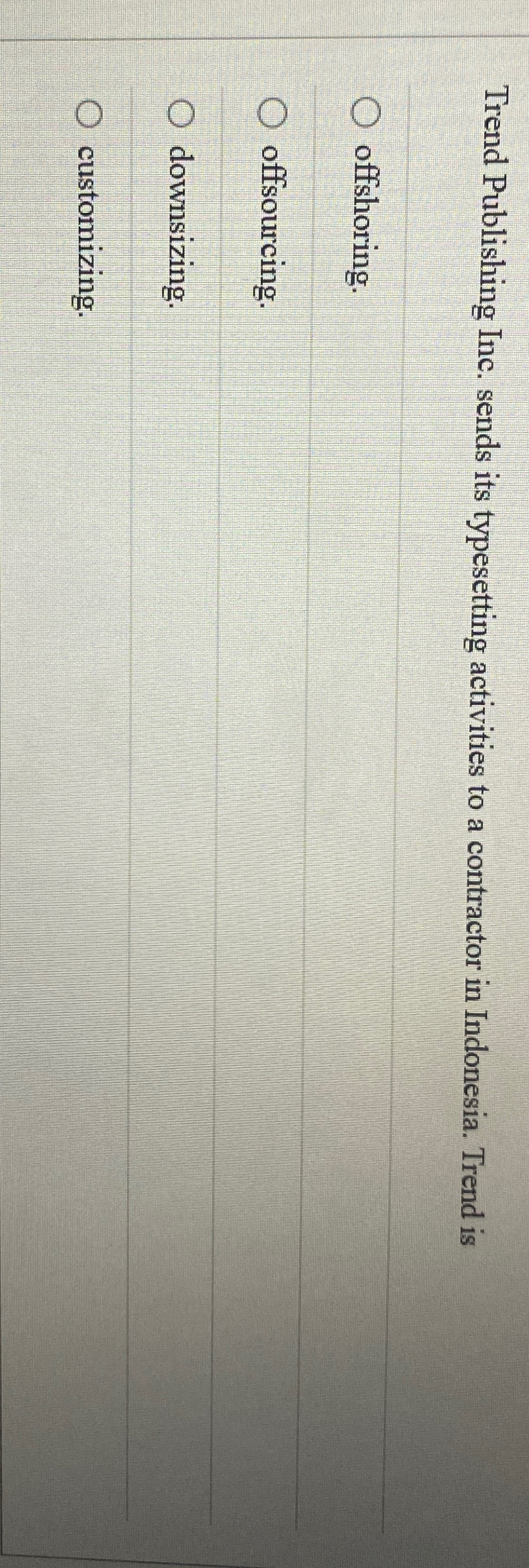 Trend Publishing Inc. sends its typesetting activities to a contractor in