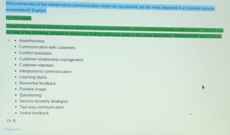  What element(s) of the interpersonal communication model do you believe are
