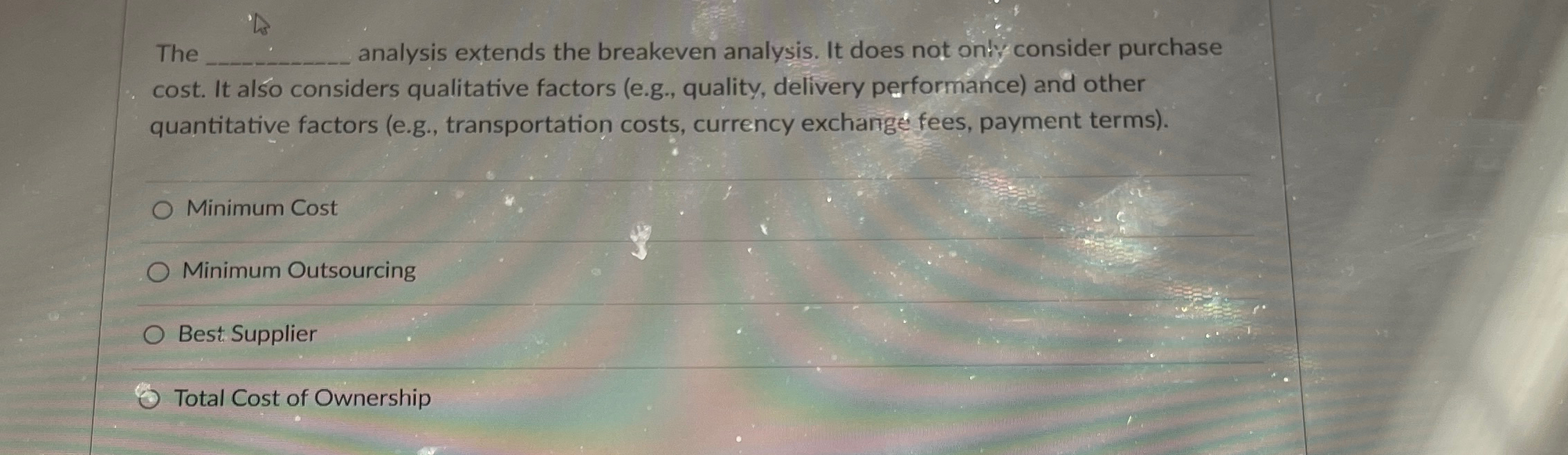  The analysis extends the breakeven analysis. It does not only consider