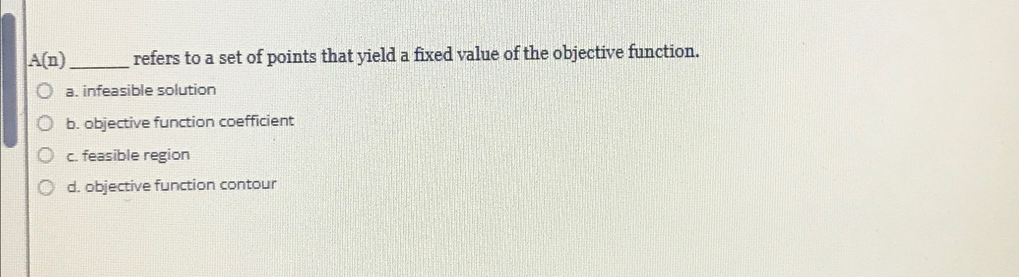  A(n)q, refers to a set of points that yield a fixed