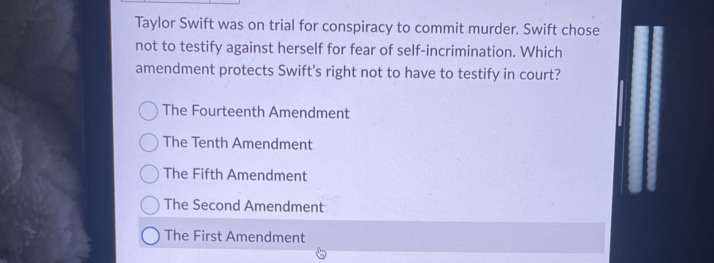  Taylor Swift was on trial for conspiracy to commit murder. Swift