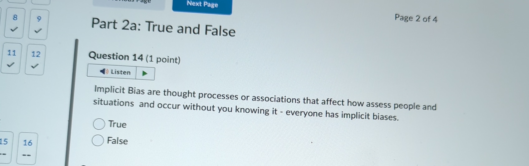  Next Page 89 Part 2a: True and False Page 2 of