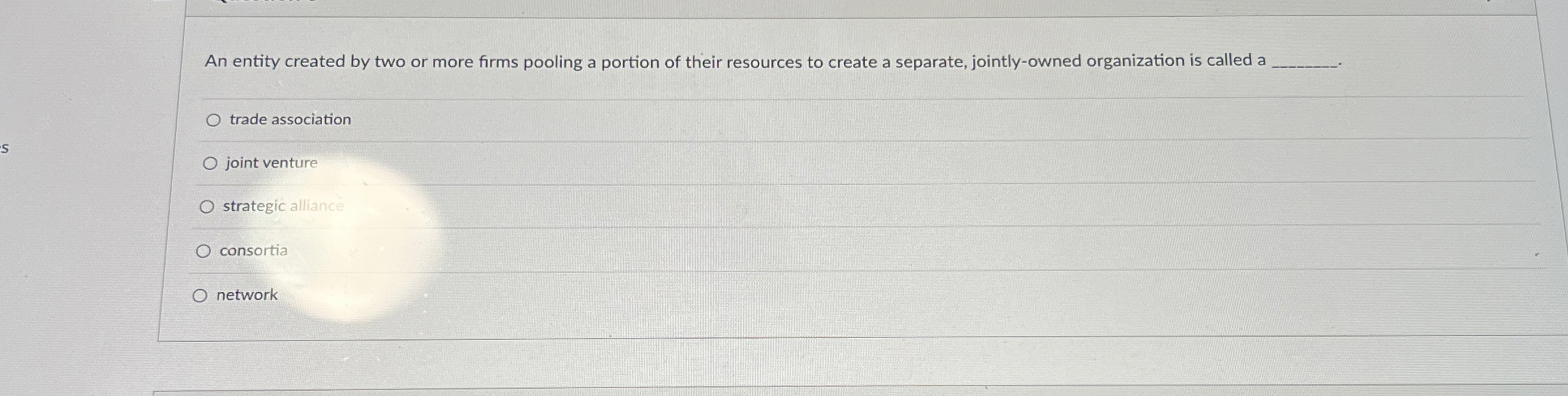  An entity created by two or more firms pooling a portion