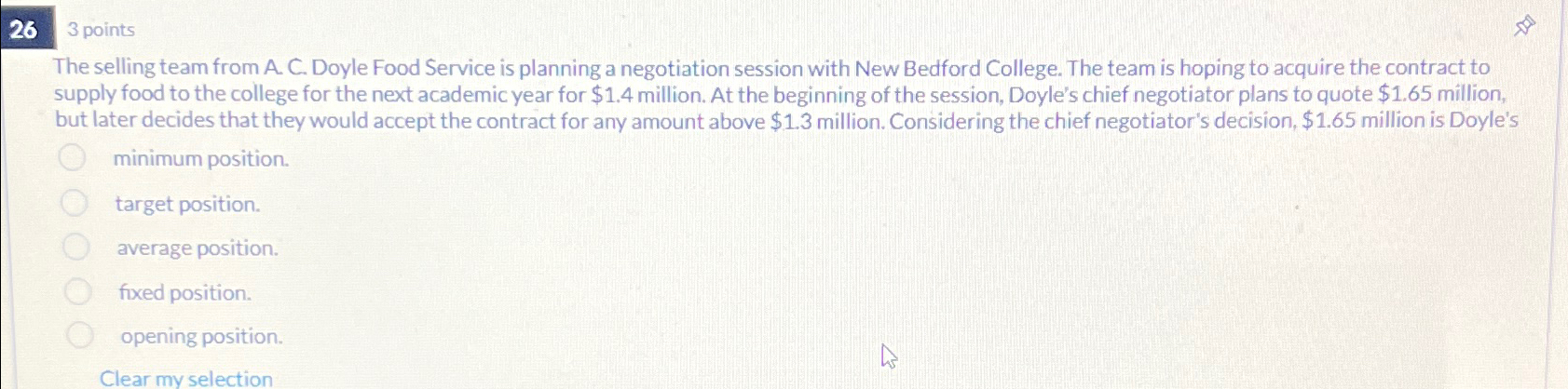  263 points The selling team from A. C. Doyle Food Service