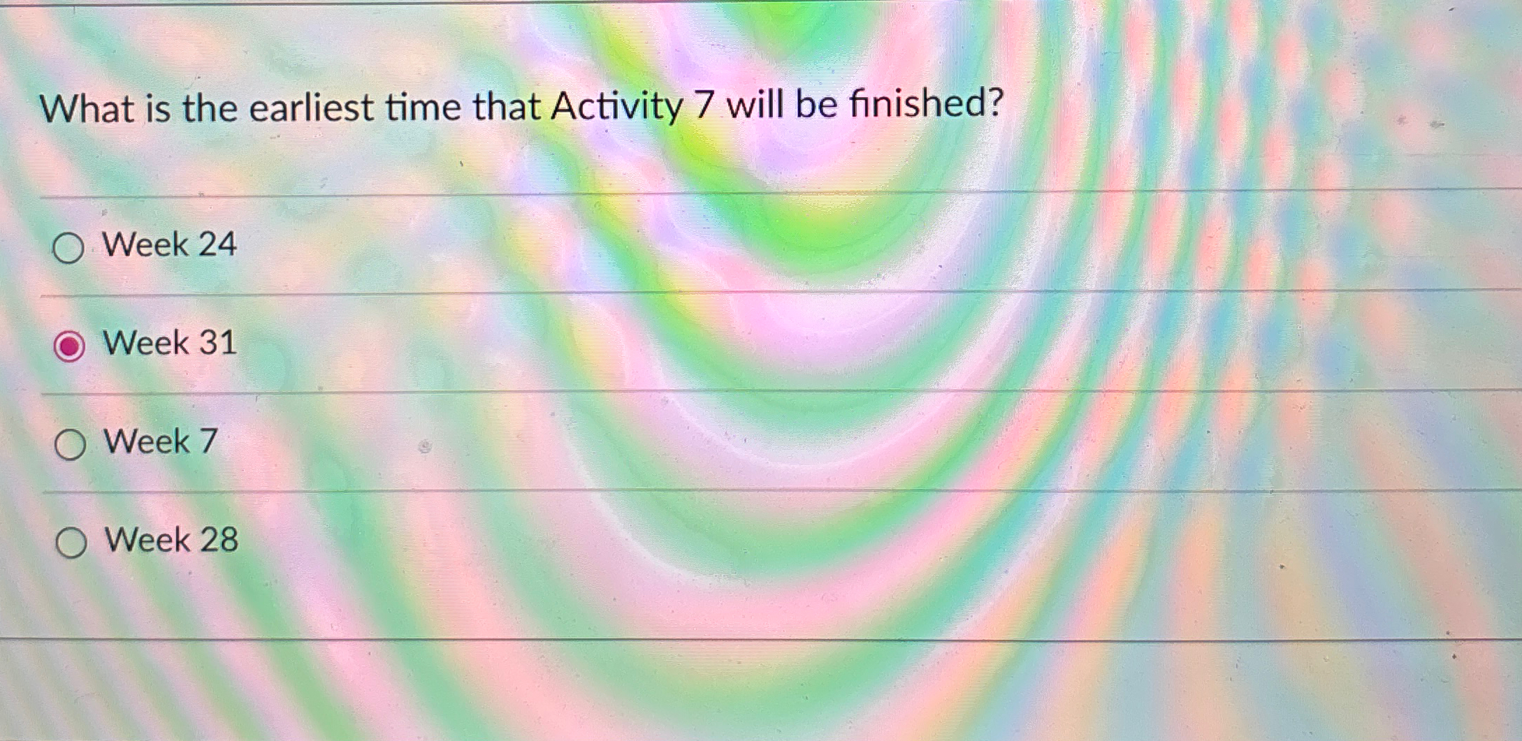  What is the earliest time that Activity 7 will be finished?