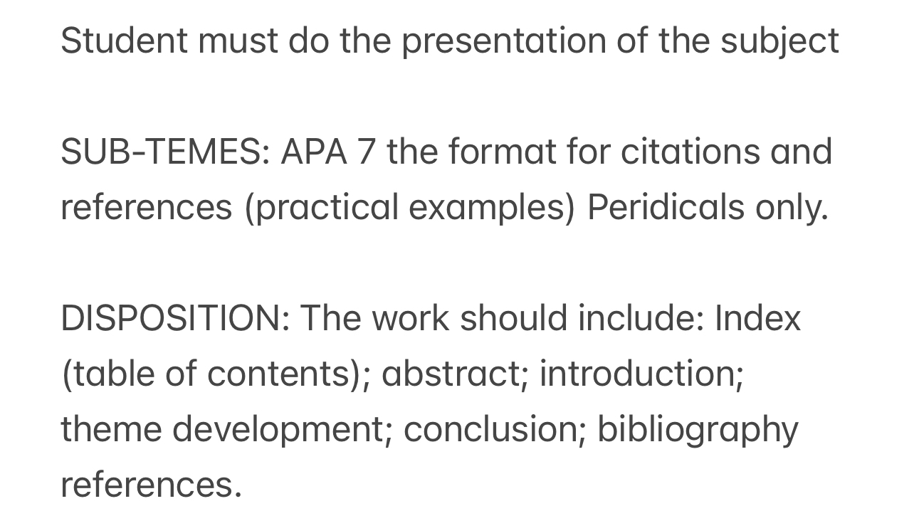  What does this mean Student must do the presentation of the