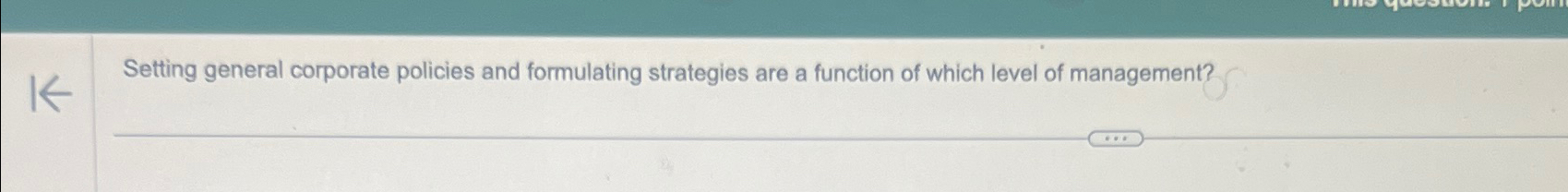  Setting general corporate policies and formulating strategies are a function of