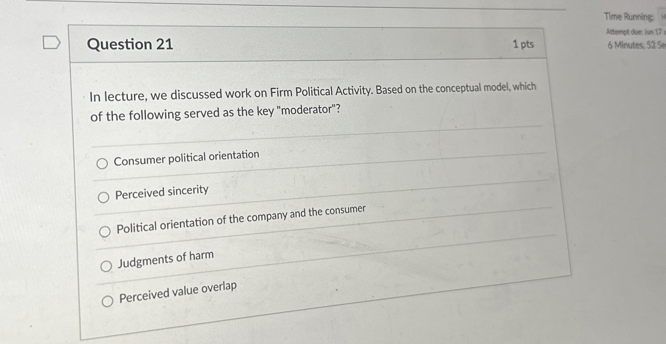  Question 21 1 pts Time Running: Attempt the )in 17 6
