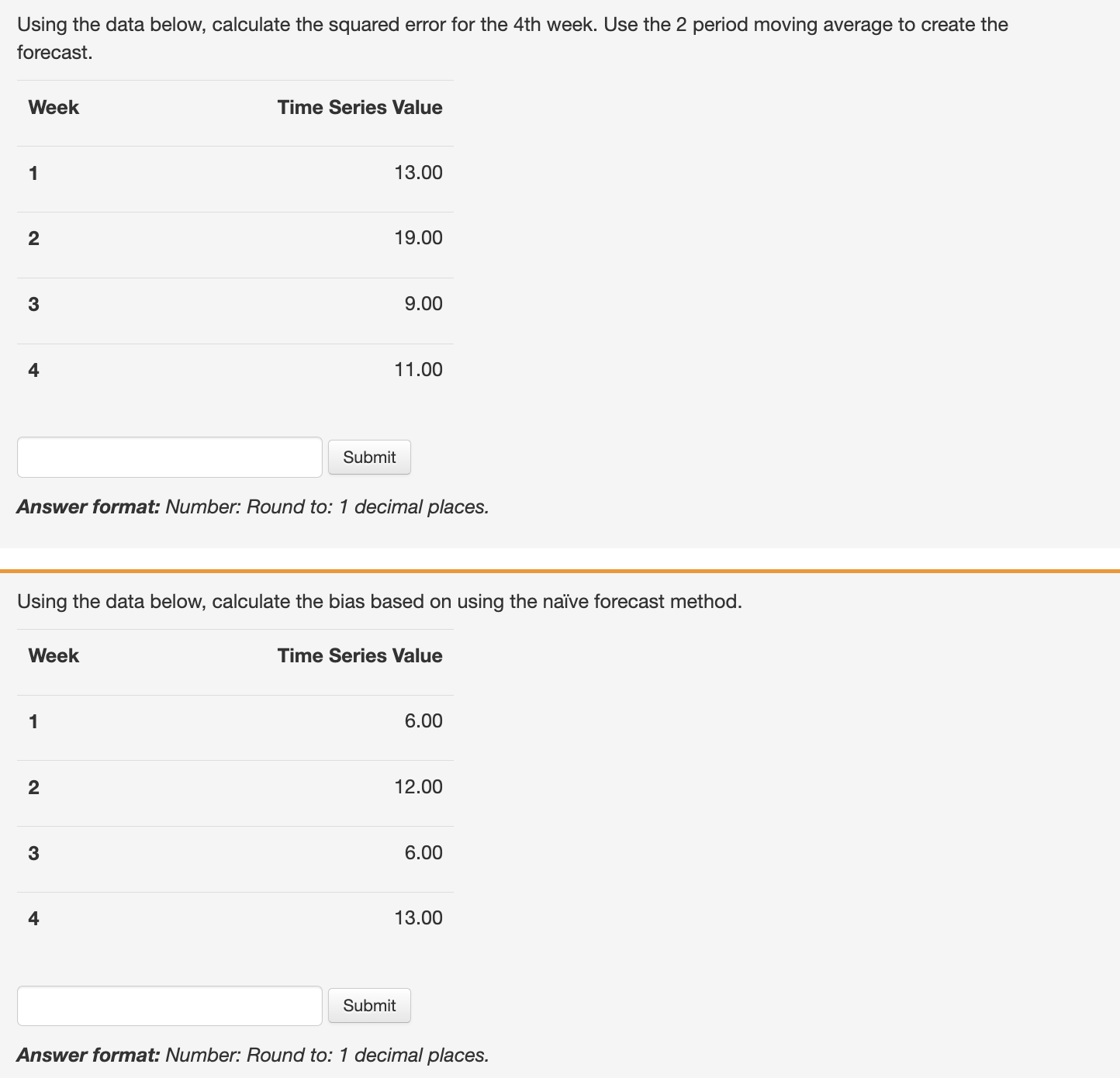  Using the data below, calculate the squared error for the 4th