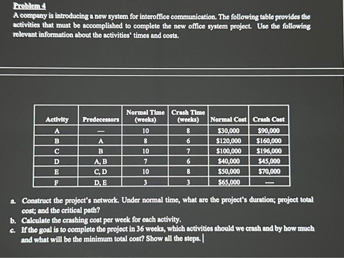  Problem 4 A company is introducing a new system for interoffice