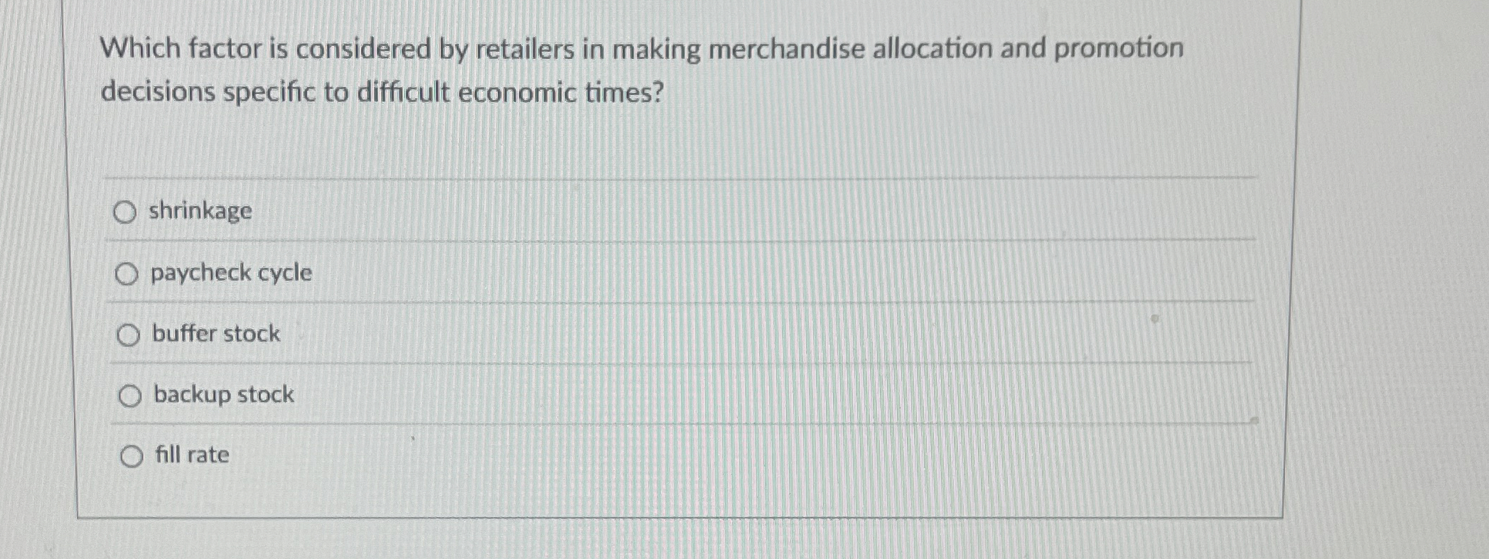  Which factor is considered by retailers in making merchandise allocation and