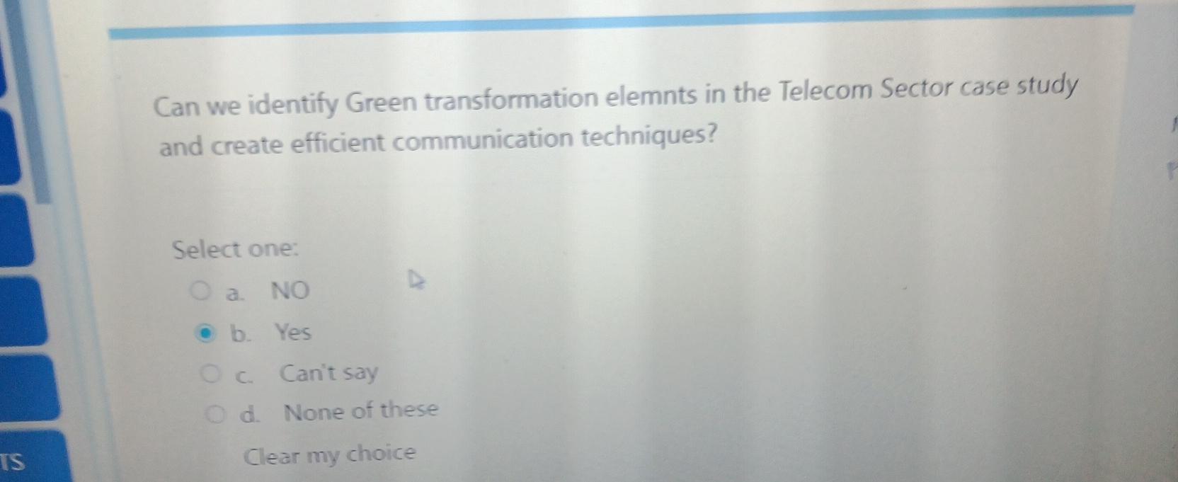  Can we identify Green transformation elemnts in the Telecom Sector case